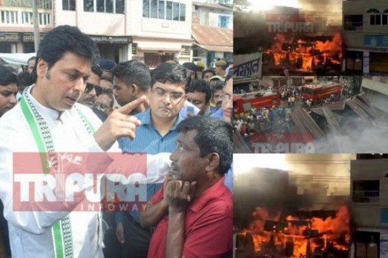 CM visits burnt market in Agartala, announces Rs. 75,000 compensation and loans for Victims 