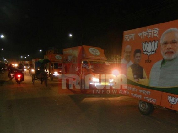 40 poll-campaigning vehicles for BJP reach Tripura ; more 20 on the way   