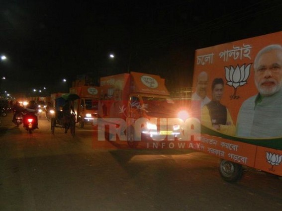40 poll-campaigning vehicles for BJP reach Tripura ; more 20 on the way 40 poll-campaigning vehicles for BJP reach Tripura ; more 20 on the way