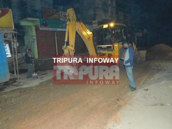 Nagerjala road maintenance work begins : Workers working in midnight   