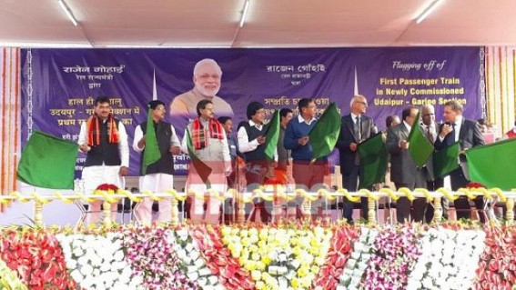 Minister of Railway for State Rajen Gohain flags off Udaipur-Garji train service Minister of Railway for State Rajen Gohain flags off Udaipur-Garji train service