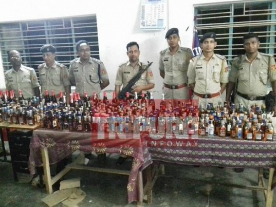 Liquor worth Rs. 50,000 seized by Amtali Police, 3 arrested