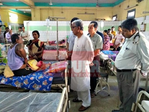 Manik Sarkar meets Baramura bus-accident injured TSR Jawans at GB hospital, confirms recovery of 27 Jawans : 2 sent Kolkata as critical 