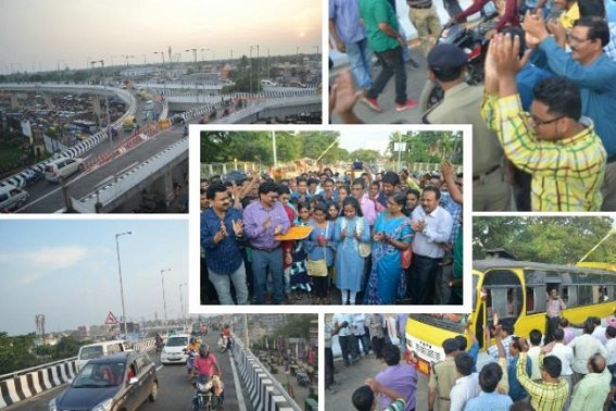 On Durga puja eve, much awaited Agartalaâ€™s Dream Flyover inaugurated amid claps, cheers, enthusiasm : Rush of bikes, cars on flyover on Day-1