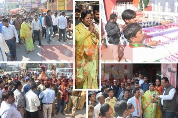 BJP General Secretary Pratima Bhowmik led mafia style attack on Strike Day at capital city, forced Big Bazar, Banks, Offices to withdraw strike, all protest banners removed BJP General Secretary Pratima Bhowmik led mafia style attack on Strike Day at capital city, forced Big Bazar, Banks, Offices to withdraw strike, all protest banners removed