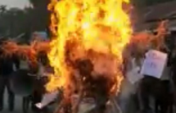 Tripura regional parties burnt Biplab Deb’s effigy, demanded step down Tripura regional parties burnt Biplab Deb’s effigy, demanded step down