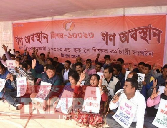 Terminated 10323 teachers staged ‘dharna’ in demand of ‘Job Security’, ‘continuation of Job’, ‘7th Pay Commission’ Terminated 10323 teachers staged ‘dharna’ in demand of ‘Job Security’, ‘continuation of Job’, ‘7th Pay Commission’
