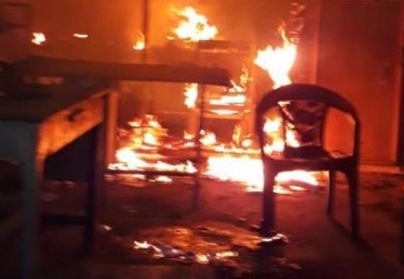 CPI-M Party office burnt on Republic Day CPI-M Party office burnt on Republic Day