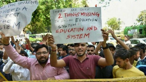 Fed up of paper leaks, youths demand 'Pradhan Mantri CHEAT Fund Yojna' Fed up of paper leaks, youths demand 'Pradhan Mantri CHEAT Fund Yojna'