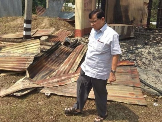 CPI-M Party office burnt at Santi Bazar, Badal Choudhury visited spot