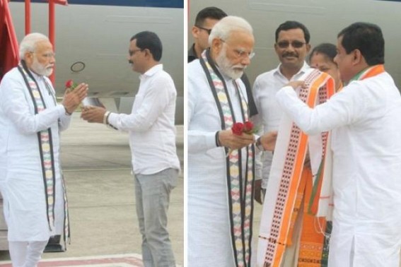 Modi lands in Tripura with â€˜hard faceâ€™