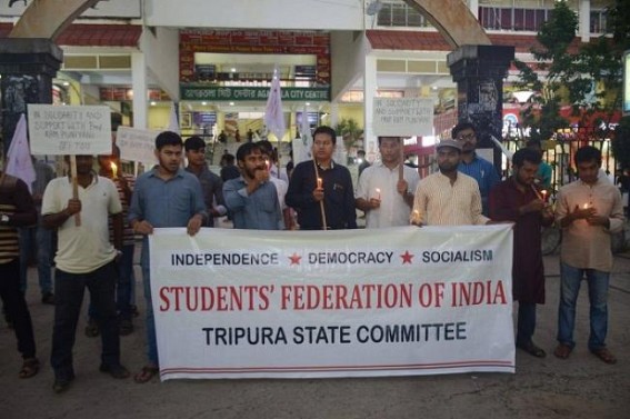 Twinkle Sharma brutal murder case : SFI staged protest in Tripura 