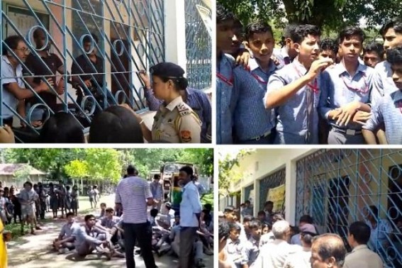 Clash erupted between Teachers and Journalists in Tripura Govt school while covering students’ protest against new school routine of 8 am to 2 pm Clash erupted between Teachers and Journalists in Tripura Govt school while covering students’ protest against new school routine of 8 am to 2 pm