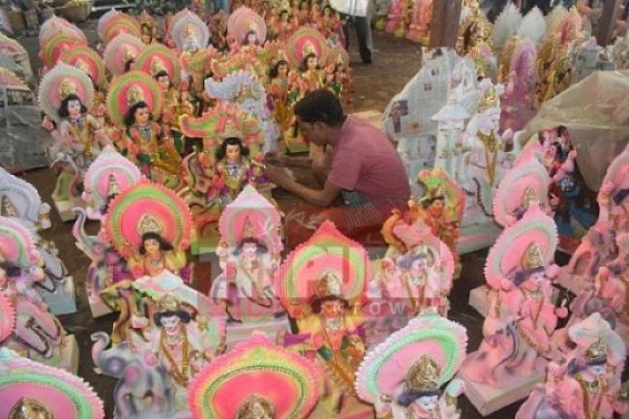 Artisans busy in making idols for upcoming Biswakarma Puja and Durga Puja