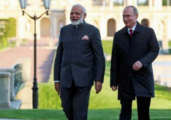 Putin by his side, Modi slams 'outside influence' in internal matters Putin by his side, Modi slams 'outside influence' in internal matters