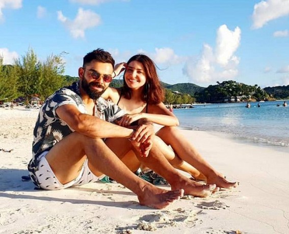 Virat Anushka set the temperature soaring with beach pic Virat Anushka set the temperature soaring with beach pic
