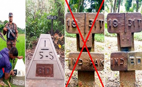 Bangladesh removes Pakistan's name from border pillars Bangladesh removes Pakistan's name from border pillars