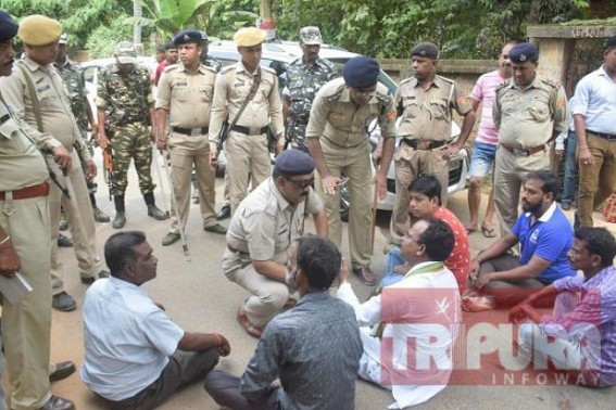 ‘Turbulence’ for EC in piloting a Peaceful By-Election in Tripura : Congress, CPI-M Blocked Road, agitated demanding Arrests of BJP hooligans for attacking Voters ‘Turbulence’ for EC in piloting a Peaceful By-Election in Tripura : Congress, CPI-M Blocked Road, agitated demanding Arrests of BJP hooligans for attacking Voters