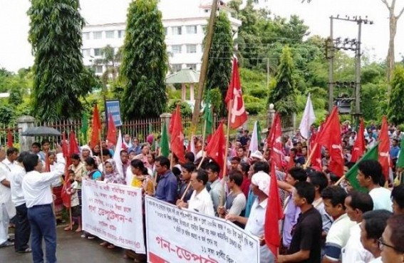 Opposition CPI-M organized statewide massive protests, road blockade in demand of Work, Food, Employment & Restoration of Democracy