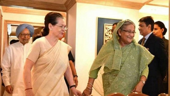 Manmohan, Sonia meet Bangladesh PM