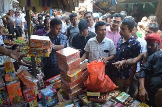 Raids held in Agartala markets to ensure no sound-cracker sale on Laxmi puja to prevent noise pollution Raids held in Agartala markets to ensure no sound-cracker sale on Laxmi puja to prevent noise pollution