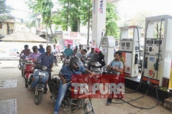Petrol price goes on skyrocketing in Tripura, Rs. 75.50 on Thursday Petrol price goes on skyrocketing in Tripura, Rs. 75.50 on Thursday