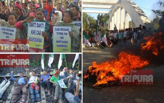 CAB erupts â€˜Narendra Modi Hai Haiâ€¦.â€™ slogan in Tripura : Protests, blockades on Railways, National Highways by INPT Party hit Transport movements
