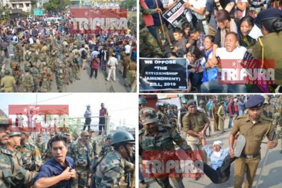 Anti-CAB Protest Continues in Tripura on Day-3 : Strike, Protest hit Capital City Agartala, Over 300 picketers arrested Anti-CAB Protest Continues in Tripura on Day-3 : Strike, Protest hit Capital City Agartala, Over 300 picketers arrested