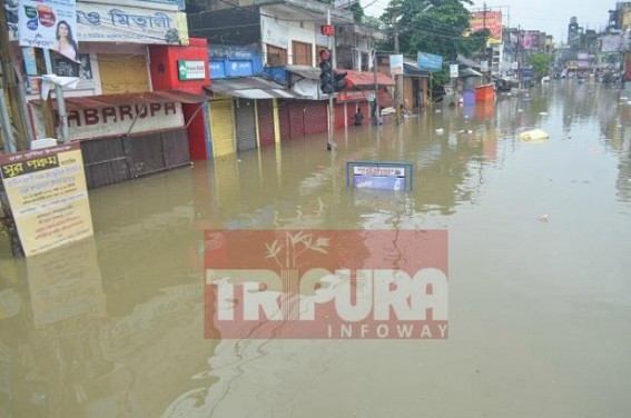 Agartala wakes up on Sunday with Water Logging views across city