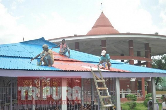 Workers busy in decorating Chaturdash Devta temple. TIWN Pic June 25 Workers busy in decorating Chaturdash Devta temple. TIWN Pic June 25