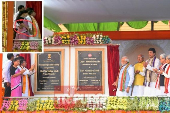 Tripura BJP Minister allegedly inappropriately touched lady Minister in Modi’s rally, video viral Tripura BJP Minister allegedly inappropriately touched lady Minister in Modi’s rally, video viral