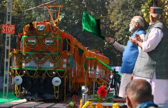 Modi flags off world's first diesel to electric converted locomotive Modi flags off world's first diesel to electric converted locomotive