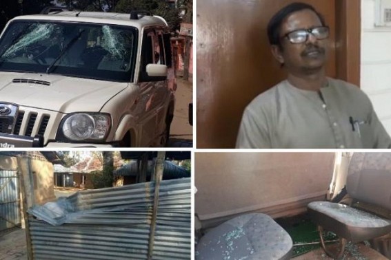CPI-M former Tourism Minister Ratan Bhowmik attacked by BJP hooligans, vehicle broken, houses vandalized across Bagma, many injured 