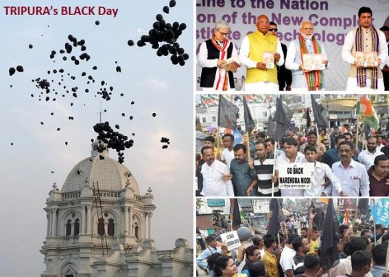 Tripura's BLACK Day against JUMLA 'BATPAR's (Cheaters) as masses erupt with BLACK Flags : Modiâ€™s fear about Opposition-Alliance exposed in Northeast rallies, BLACK Baloons fly over Ujjayanta Palace