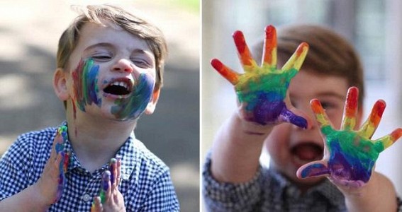 UK's Prince Louis paints rainbow tribute to NHS