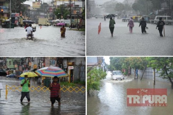 Rain flooded Capital City Agartala : Drain Water mixed Water-logging turned the City's look into 'Venice' in photos