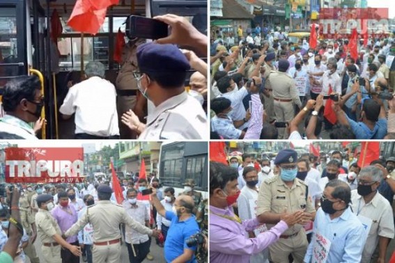 Police stopped CPI-Mâ€™s protest in Agartala ! Leaders, Agitators were Arrested : Jitendra Choudhury slammed BJP Govt for using COVID-19 to Suppress Opposition Voices
