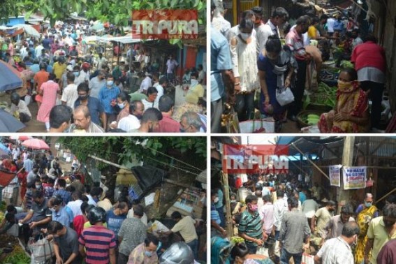 Irony of Lockdown : Mass Gathering burst with Customers in Agartala markets after Tripura Govt announced 3 days Lockdown from tomorrow
