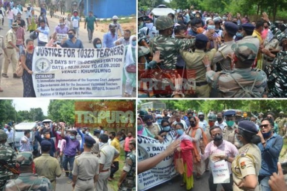 Police force imposed on 10323 Teachers' Protest at Khumulwng : Many Arrested from Peaceful Rally and on Road : Tight Security to stop other areas' teachers to join Khumulwng protest 