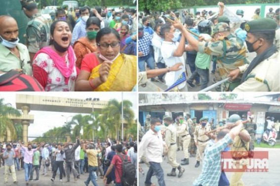 Civil Secretariat Gheraoed by Terminated 10323 Teachers : Ministers, MLAs all are locked inside as Police lathi-charge could not Control Angry 10323 Teachers, Many teachers were injured including Women Teachers, Protests Continue 