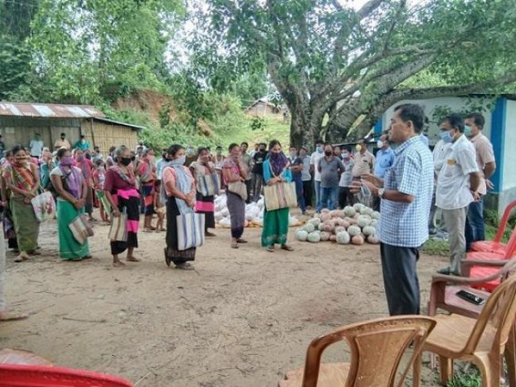 Ex-Minister Jiten Chowdhury, GMP distributed relief items to 820 families in ADC villages Ex-Minister Jiten Chowdhury, GMP distributed relief items to 820 families in ADC villages