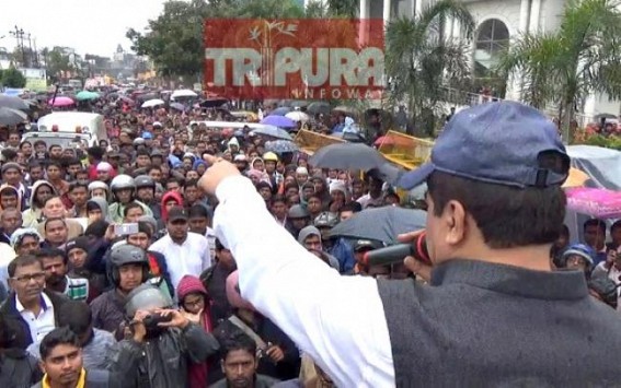 Biggest Jolt in 21 months for Biplab Deb as BJP’s ‘Control Room’ fails to sabotage Sudip Barman’s massive rally : Amid transport blockade, power-cut across Tripura, united supporters flooded Agartala city raising voice against ‘Rape Culture’ Biggest Jolt in 21 months for Biplab Deb as BJP’s ‘Control Room’ fails to sabotage Sudip Barman’s massive rally : Amid transport blockade, power-cut across Tripura, united supporters flooded Agartala city raising voice against ‘Rape Culture’