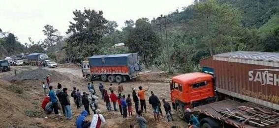 Kumarghat to Pecharthal road left pathetic after rain