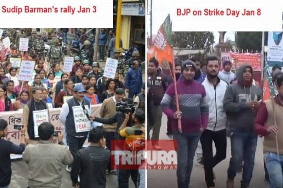 BJPâ€™s popularity diminished across Tripura : After Sudipâ€™s Jan 3 rally, CPI-Mâ€™s Jan 8 strike turned massive success, BJPâ€™s top leaders begged people to open shops, markets