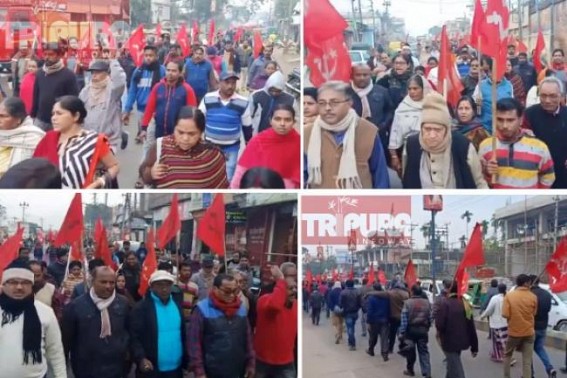 CPI-Mâ€™s massive protest rally after two Party Offices burnt by BJP in Agartala : â€˜Let them burn all Party Offices, CPI-M will never extinguishâ€™, says CPI-M 
