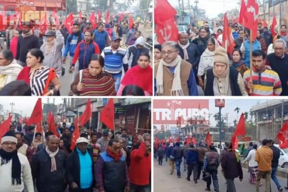 CPI-M’s massive protest rally after two Party Offices burnt by BJP in Agartala : ‘Let them burn all Party Offices, CPI-M will never extinguish’, says CPI-M CPI-M’s massive protest rally after two Party Offices burnt by BJP in Agartala : ‘Let them burn all Party Offices, CPI-M will never extinguish’, says CPI-M