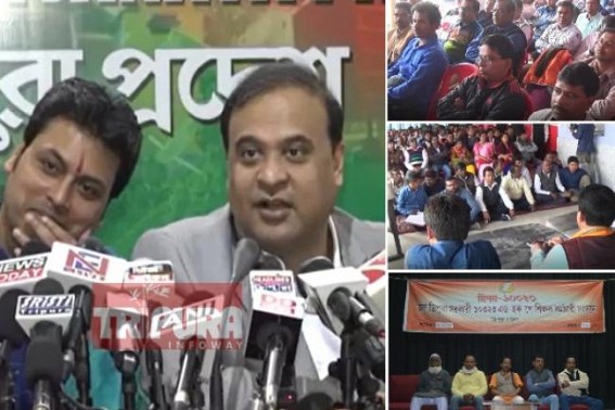 Assam Minister Himanta Biswa Sarma disappeared from Tripura after Election, his Pre-Poll promise to bring â€˜New Lawâ€™ for 10323 teachers viral in social media
