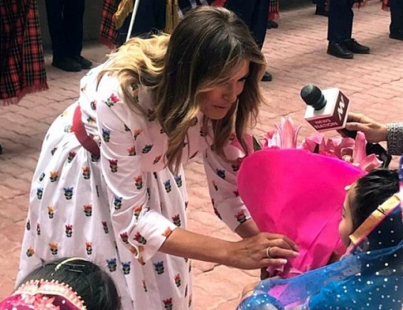 Melania shines at Happiness Class, Ivanka wears Anita Dongre for ceremonial