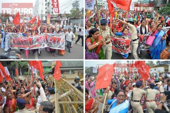 â€˜Jail Bharoâ€™ agitation : Massive terminations of mid-day-meal, JICA and other Govt projects' workers outbursts into vast protest rally of Opposition CPI-M 