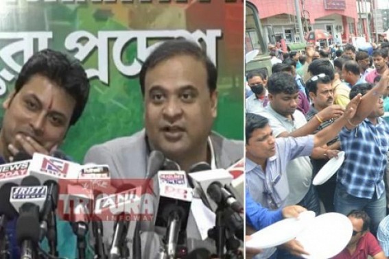 Assam Minister Himanta Biswa Sarma disappeared from Tripura after Election, his Pre-Poll promise to bring â€˜New Lawâ€™ for 10323 teachers viral in social media : Tension on 10323 Teachers issue on Peak 